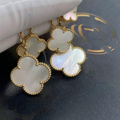 [Love's Uplift]CLOVER EARRINGS WHITE MOP 4 MOTIFS GOLD