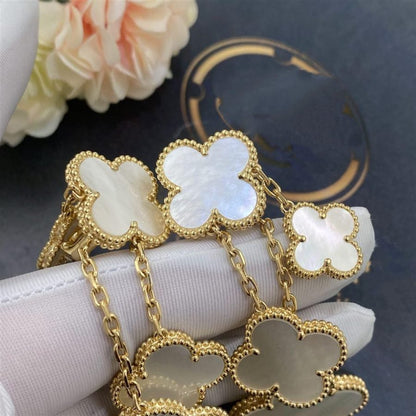 [Love's Uplift]CLOVER EARRINGS WHITE MOP 4 MOTIFS GOLD