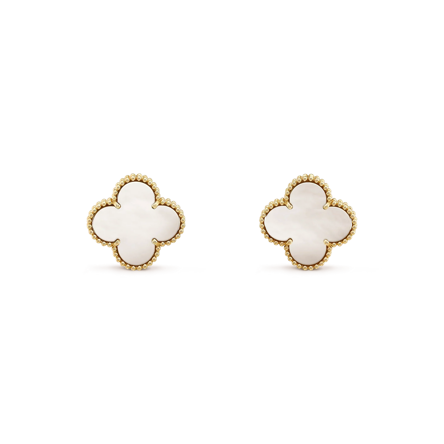 [Love's Uplift]CLOVER MEDIUM 1 MOTIFS  WHITE MOP STUD EARRINGS