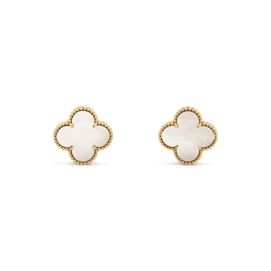 [Love's Uplift]CLOVER MEDIUM 1 MOTIFS  WHITE MOP STUD EARRINGS