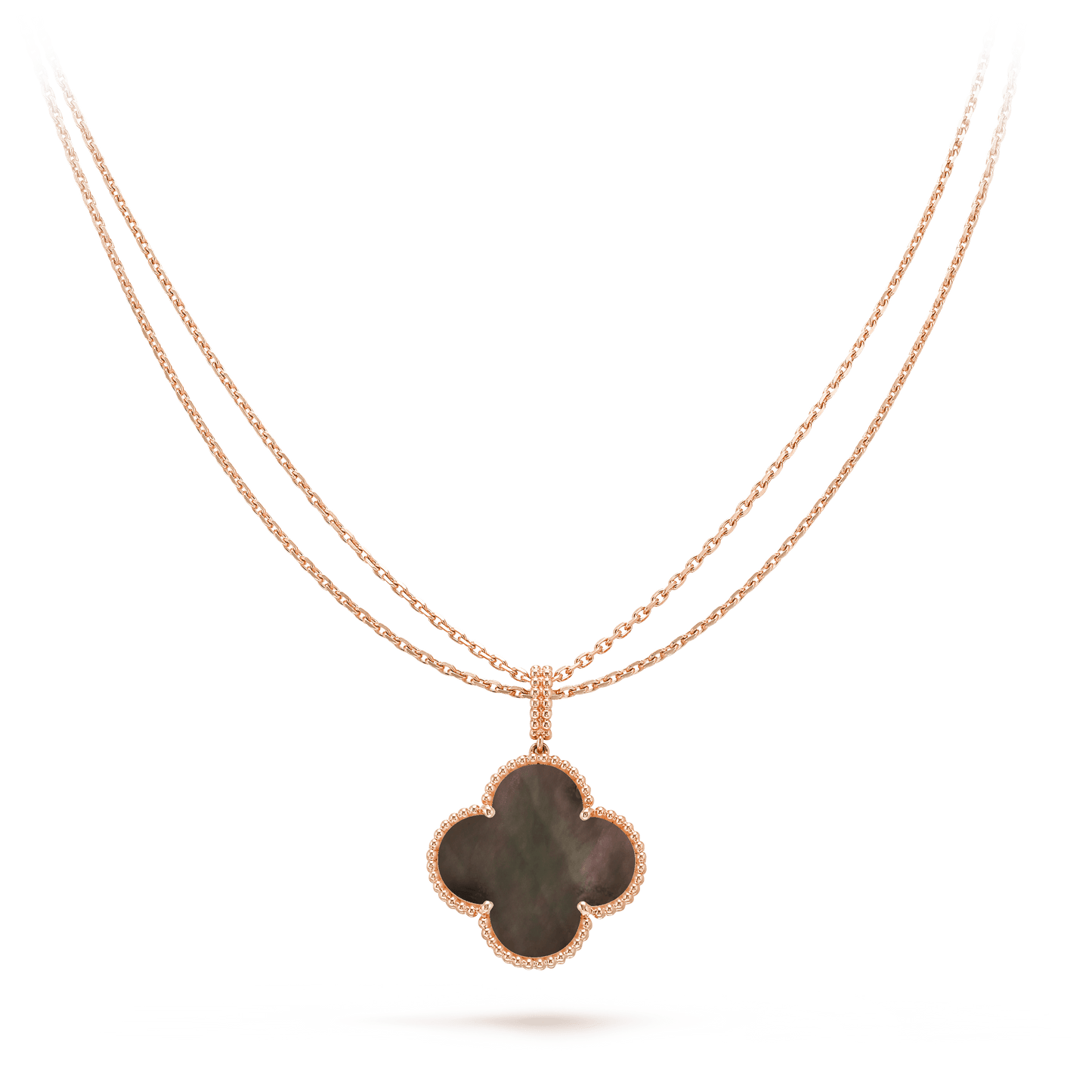 [Love's Uplift]CLOVER 25MM GOLD DARK MOP BIG CLOVER NECKLACE