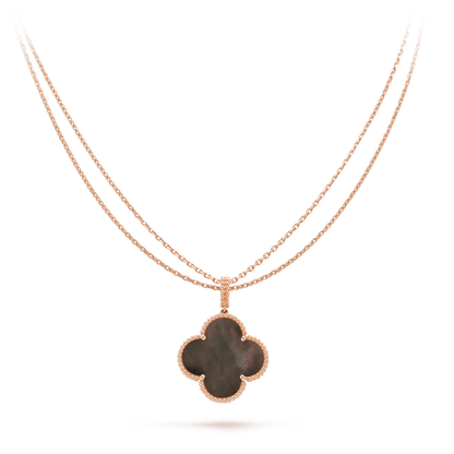[Love's Uplift]CLOVER 25MM GOLD DARK MOP BIG CLOVER NECKLACE