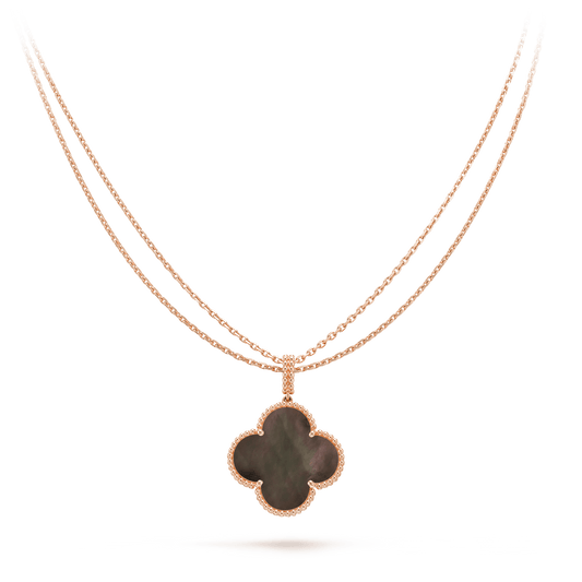 [Love's Uplift]CLOVER 25MM GOLD DARK MOP BIG CLOVER NECKLACE