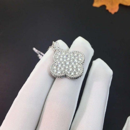 [Love's Uplift]CLOVER 25MM SILVER FULL DIAMOND BIG CLOVER NECKLACE
