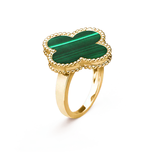[Love's Uplift]CLOVER MALACHITE RING