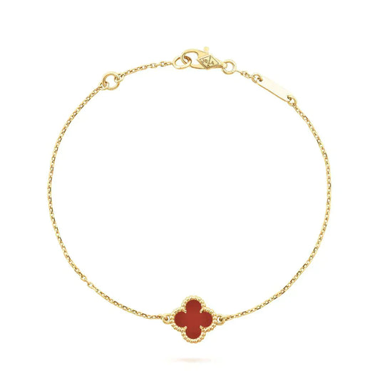 [Love's Uplift]CLOVER  CARNELIAN SINGLE FLOWER BRACELET