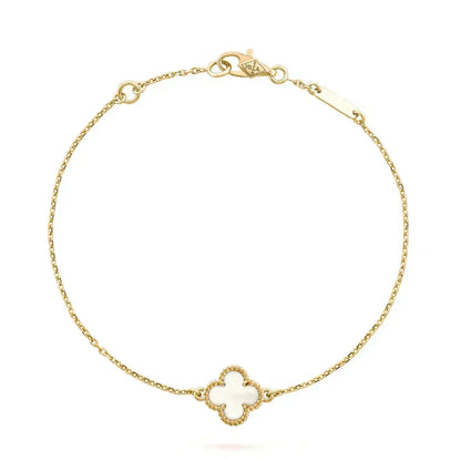 [Love's Uplift] Clover White Mother-of-Pearl & JUSTE Bracelet Stack Set