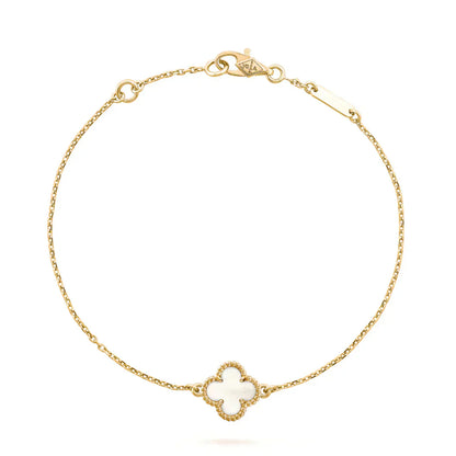 [Love's Uplift]CLOVER WHITE MOP SINGLE FLOWER BRACELET
