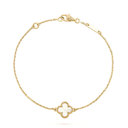 [Love's Uplift]CLOVER WHITE MOP SINGLE FLOWER BRACELET