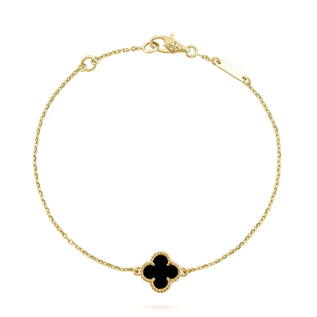 [Love's Uplift]CLOVER ONYX SINGLE FLOWER BRACELET