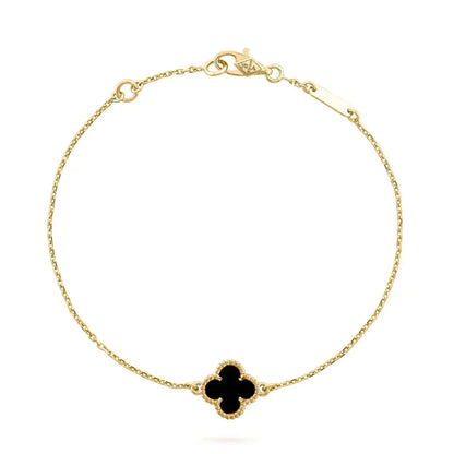 [Love's Uplift]CLOVER ONYX SINGLE FLOWER BRACELET