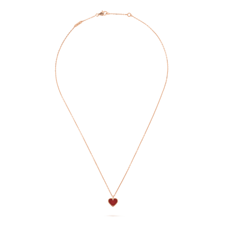 [Love's Uplift]SWEET CLOVER CARNELIAN HEART NECKLACE