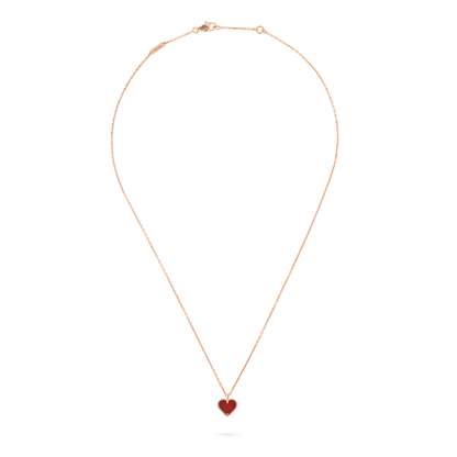 [Love's Uplift]SWEET CLOVER CARNELIAN HEART NECKLACE