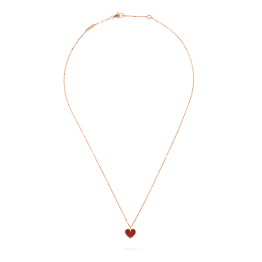 [Love's Uplift]SWEET CLOVER CARNELIAN HEART NECKLACE