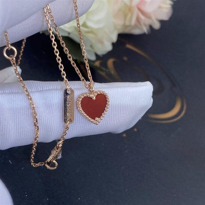 [Love's Uplift]SWEET CLOVER CARNELIAN HEART NECKLACE