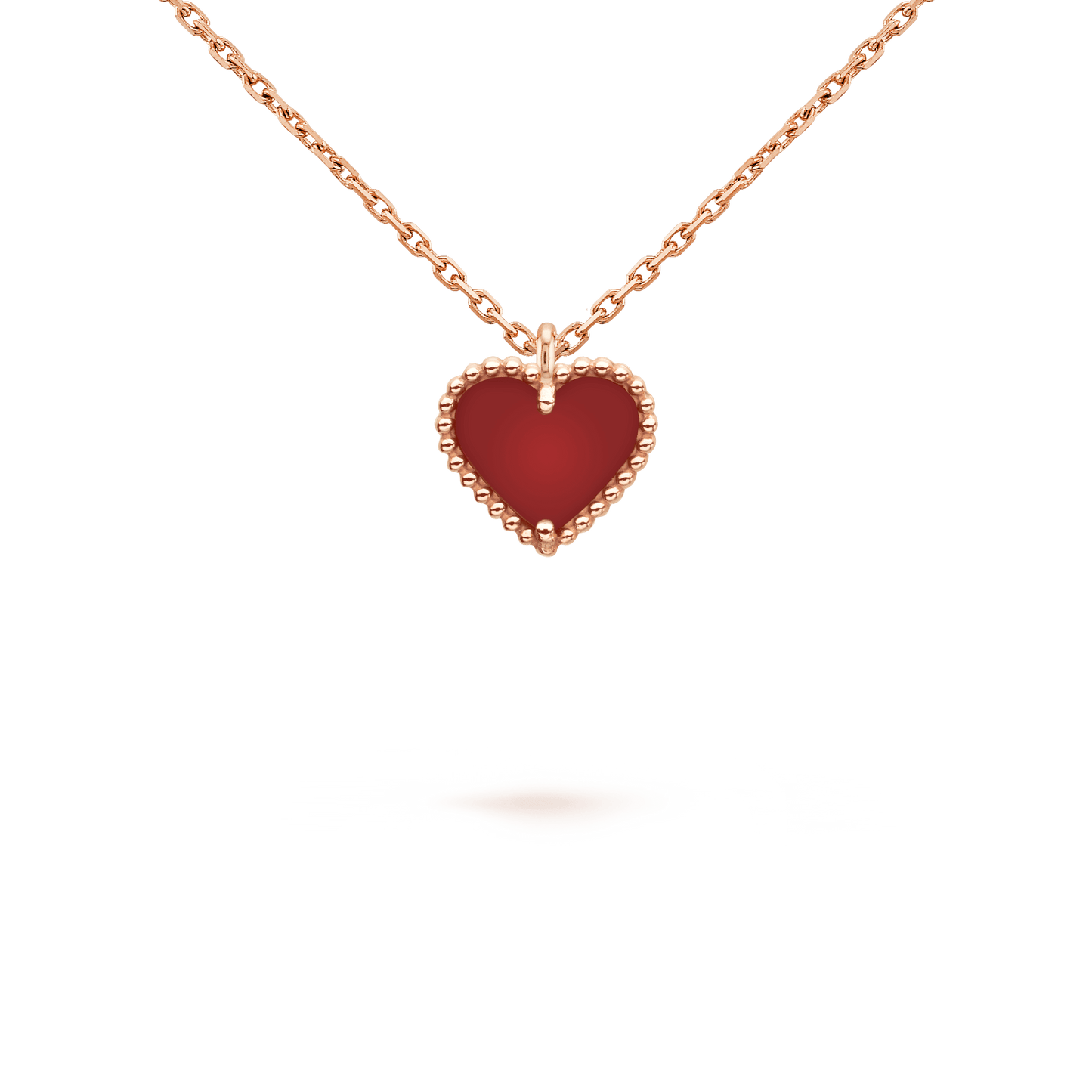 [Love's Uplift]SWEET CLOVER CARNELIAN HEART NECKLACE