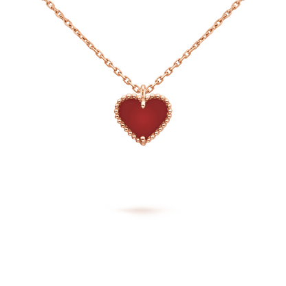 [Love's Uplift]SWEET CLOVER CARNELIAN HEART NECKLACE