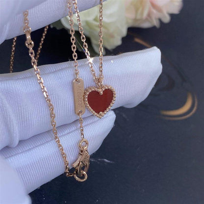 [Love's Uplift]SWEET CLOVER CARNELIAN HEART NECKLACE