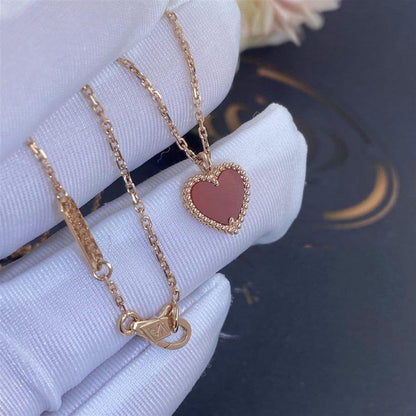 [Love's Uplift]SWEET CLOVER CARNELIAN HEART NECKLACE