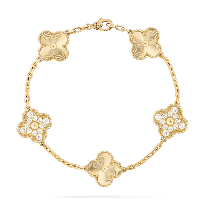 [Love's Uplift]CLOVER BRACELET 5 MOTIFS GOLD DIAMOND