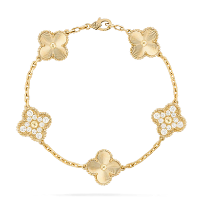 [Love's Uplift]CLOVER BRACELET 5 MOTIFS GOLD DIAMOND