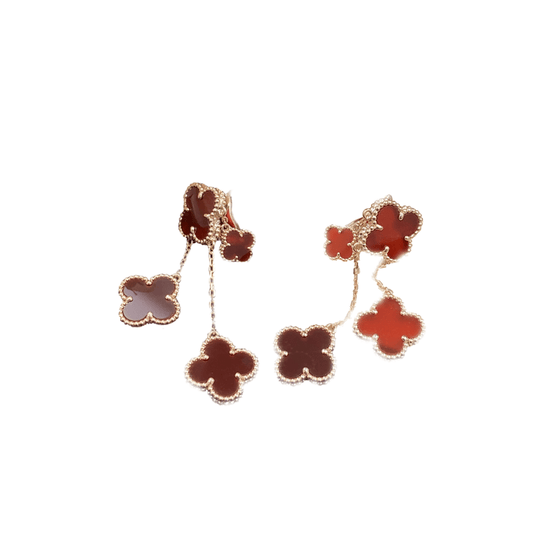 [Love's Uplift]CLOVER EARRINGS CARNELIAN 4 MOTIFS PINK GOLD