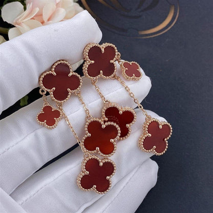 [Love's Uplift]CLOVER EARRINGS CARNELIAN 4 MOTIFS PINK GOLD