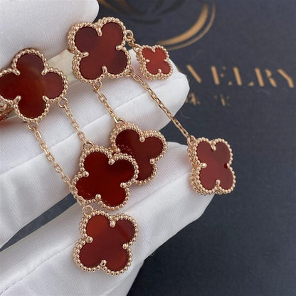 [Love's Uplift]CLOVER EARRINGS CARNELIAN 4 MOTIFS PINK GOLD