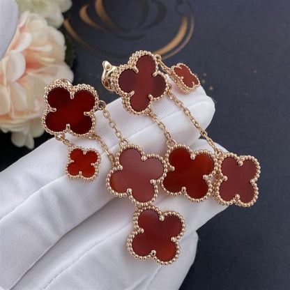 [Love's Uplift]CLOVER EARRINGS CARNELIAN 4 MOTIFS PINK GOLD
