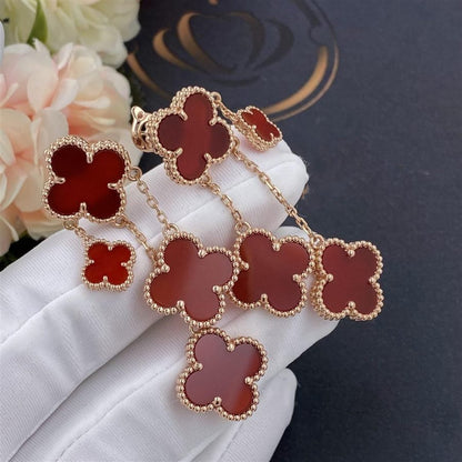 [Love's Uplift]CLOVER EARRINGS CARNELIAN 4 MOTIFS PINK GOLD