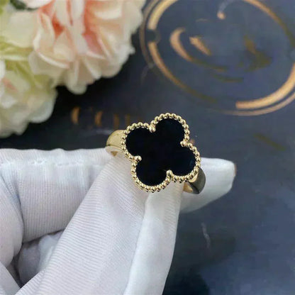 [Love's Uplift]CLOVER ONYX RING