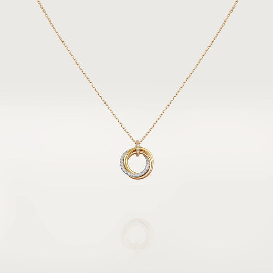 [Love's Uplift]TRINITY NECKLACE SILVER GOLD PINK GOLD DIAMONDS