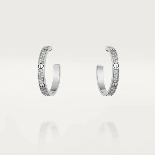[Love's Uplift]LOVE DIAMOND SILVER HOOP EARRINGS