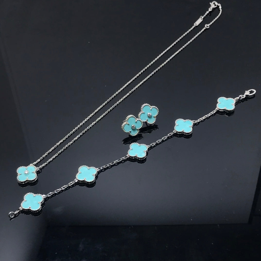 [Love's Uplift]CLOVER 1 DIAMOND BLUE SKY SILVER EARRINGS