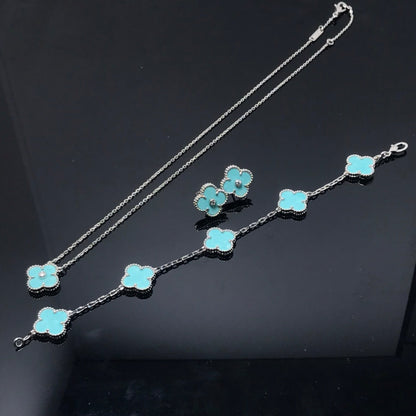 [Love's Uplift]CLOVER 1 DIAMOND BLUE SKY SILVER EARRINGS