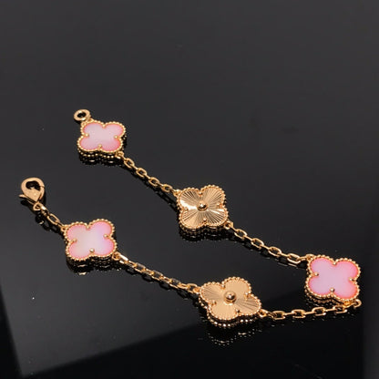 [Love's Uplift]CLOVER BRACELET 5 MOTIF PINK AND PINK GOLD