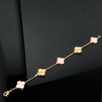 [Love's Uplift]CLOVER BRACELET 5 MOTIF PINK AND PINK GOLD