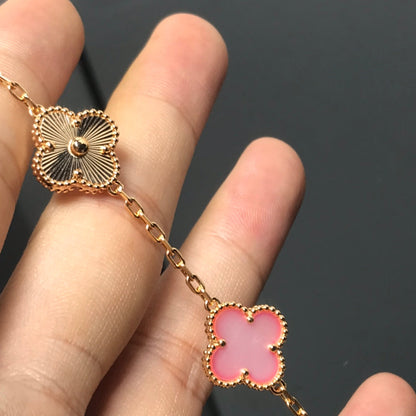 [Love's Uplift]CLOVER BRACELET 5 MOTIF PINK AND PINK GOLD