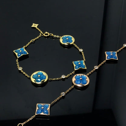 [Love's Uplift]STAR AND SUN 4 MOTIF BLUE BRACELET