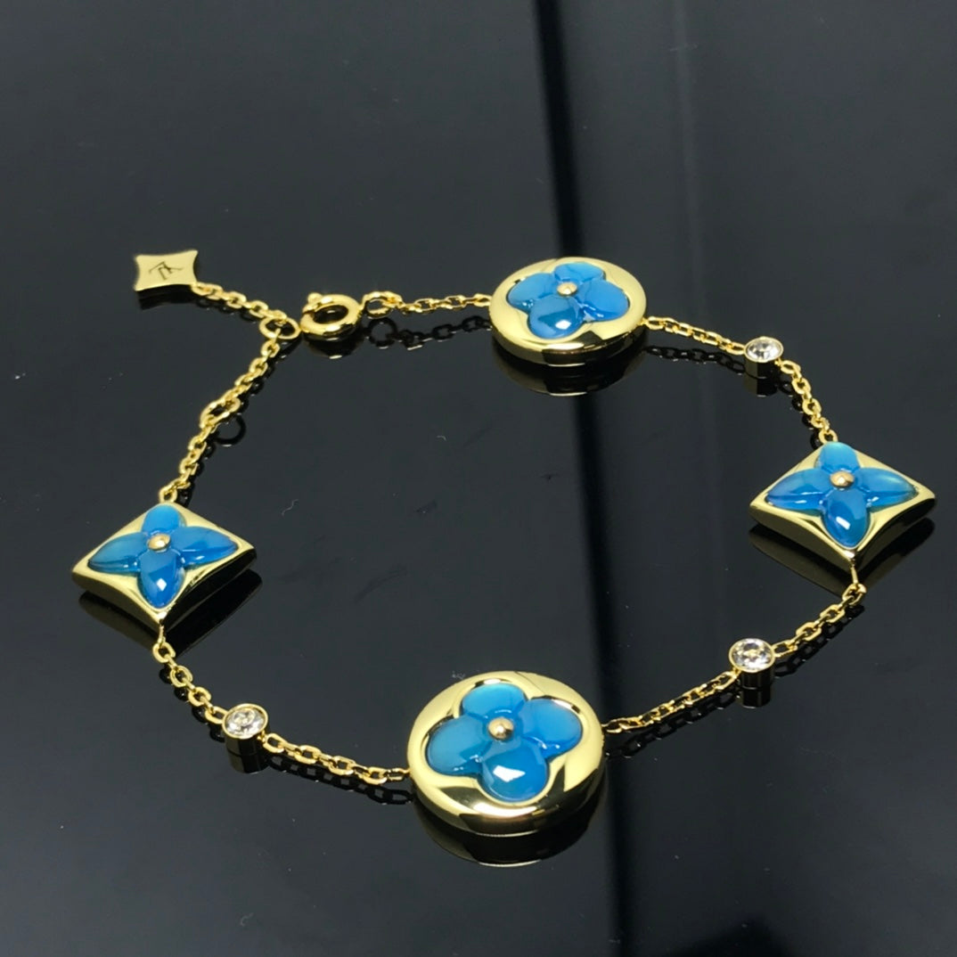 [Love's Uplift]STAR AND SUN 4 MOTIF BLUE BRACELET