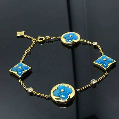 [Love's Uplift]STAR AND SUN 4 MOTIF BLUE BRACELET