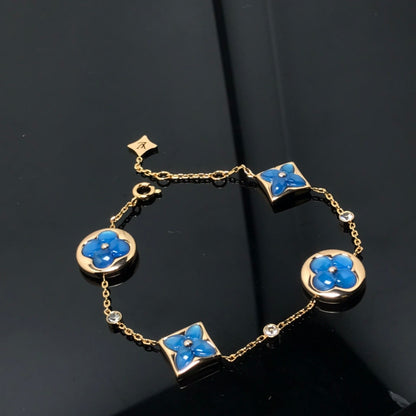 [Love's Uplift]STAR AND SUN 4 MOTIF BLUE BRACELET