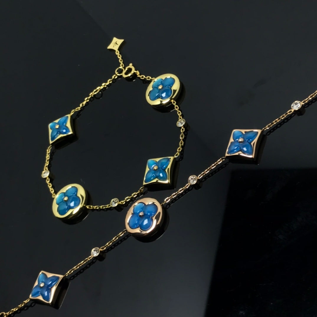 [Love's Uplift]STAR AND SUN 4 MOTIF BLUE BRACELET