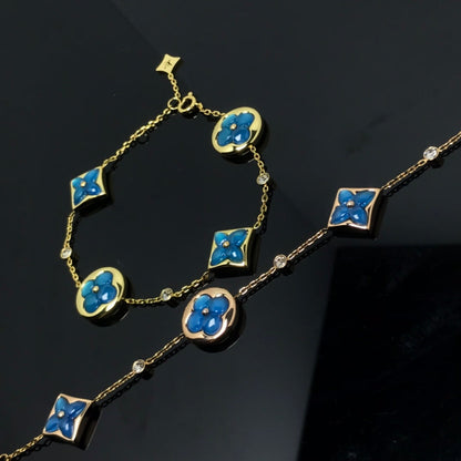 [Love's Uplift]STAR AND SUN 4 MOTIF BLUE BRACELET