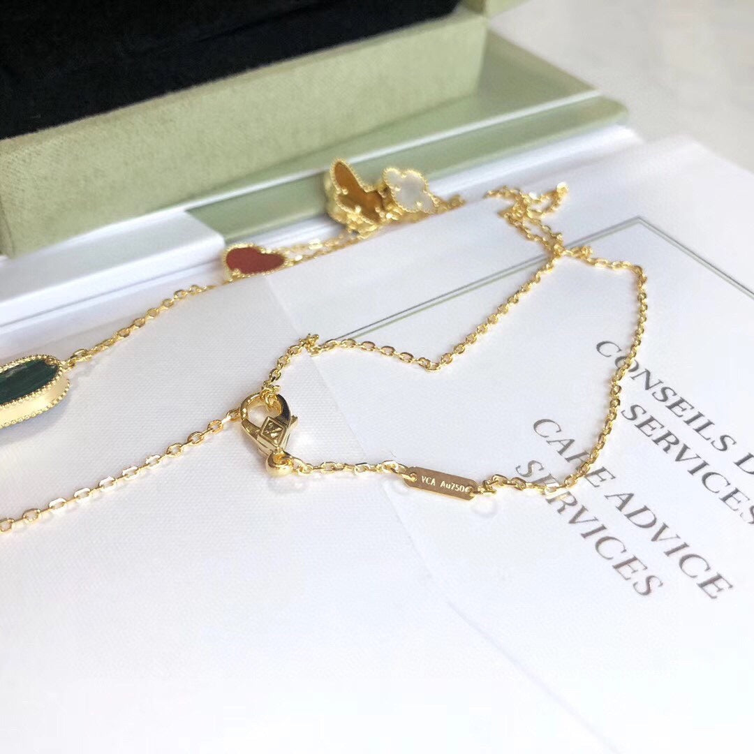 [Love's Uplift]LUCKY SPRING 4 MOTIFS ROSE GOLD NECKLACE