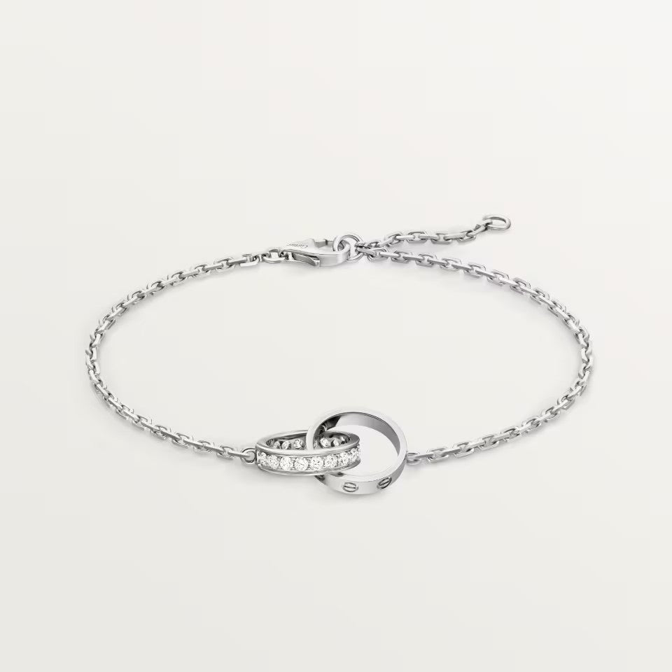 [Love's Uplift]LOVE DOUBLE RING HALF DIAMOND BRACELET