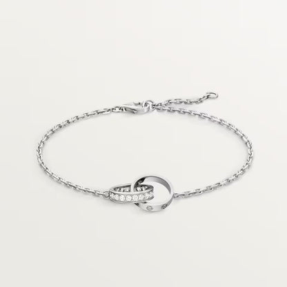 [Love's Uplift]LOVE DOUBLE RING HALF DIAMOND BRACELET
