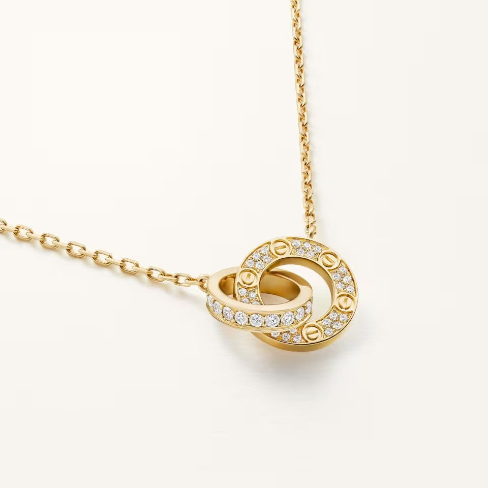 [Love's Uplift]LOVE  FULL DIAMOND PENDANT NECKLACE