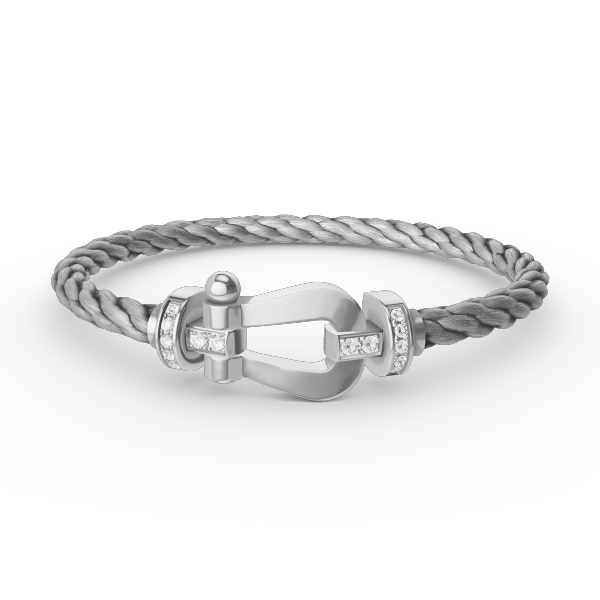 [Love's Uplift]FORCE LARGE HORSESHOE HALF DIAMOND BRACELET SILVER