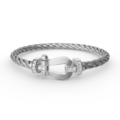 [Love's Uplift]FORCE LARGE HORSESHOE HALF DIAMOND BRACELET SILVER
